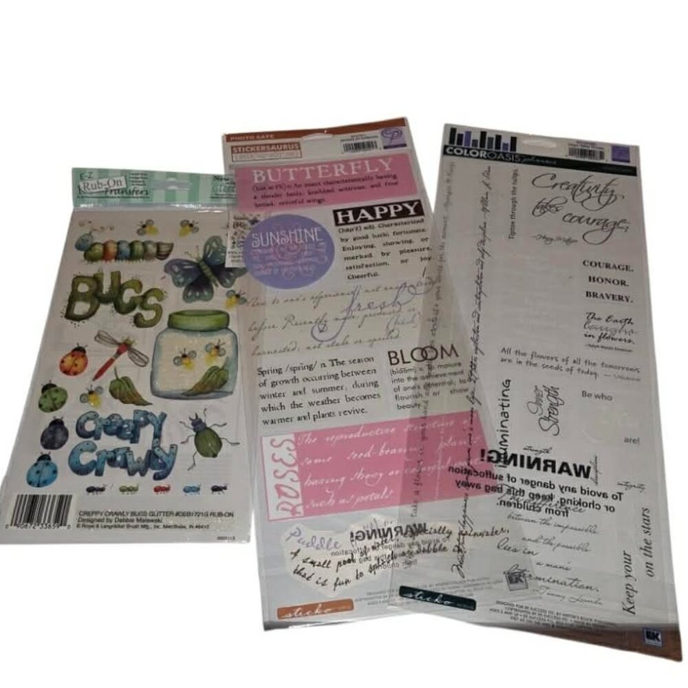 Scrapbooking Stickers Rub-on Garden Bugs Themed Lot Gardencore